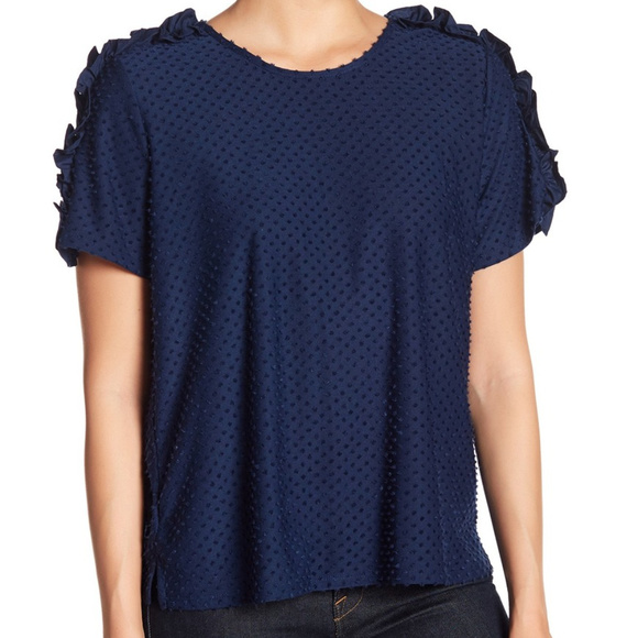 CeCe Tops - CECE BY CYNTHIA STEFFE BLUE RUFFLE TOP MEDIUM